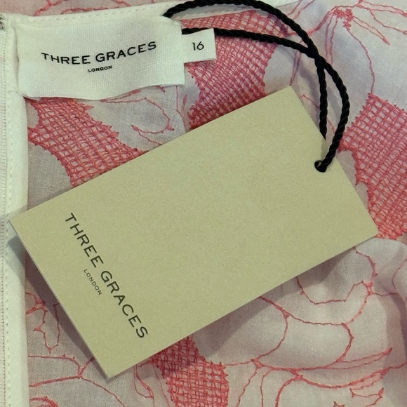 Three Graces London Ada Embroidered Cotton Midi Dress Pink Size 16 NWT Resort - Picture 11 of 12